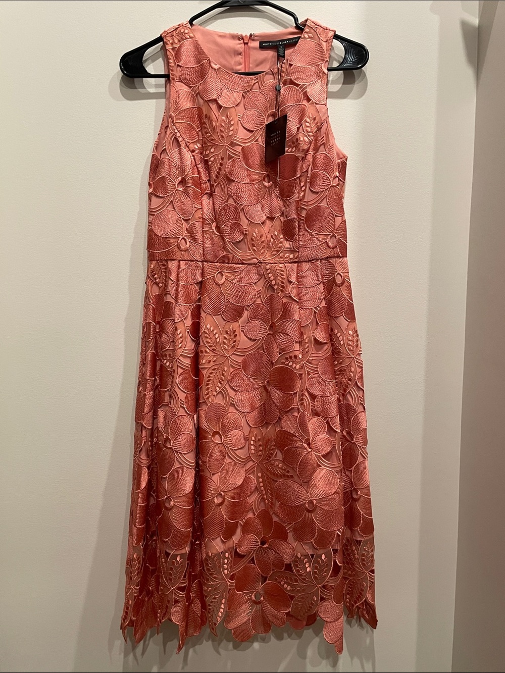 White House Black Market Floral Lace Sleeveless Midi Dress in Coralo